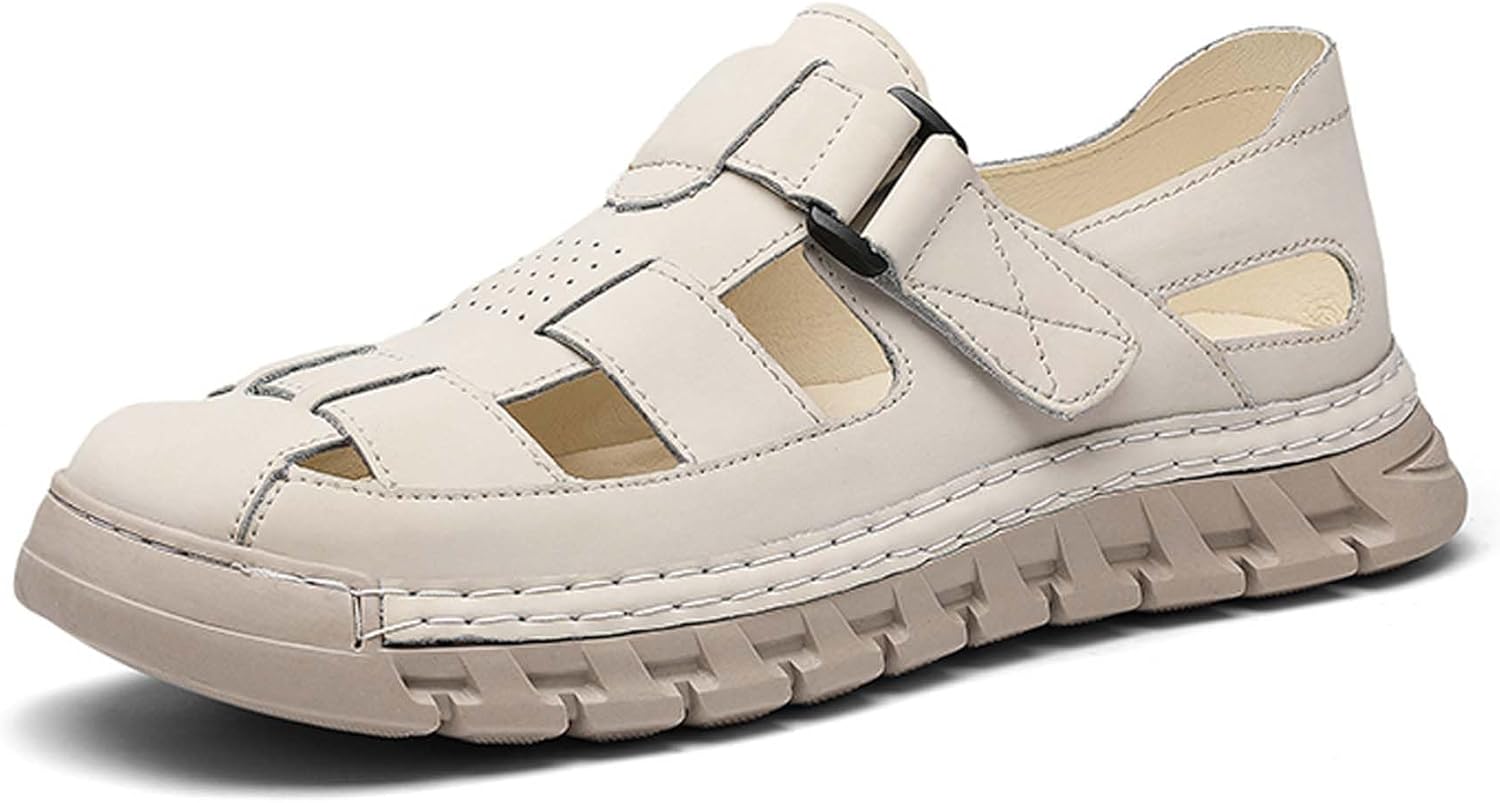 

Мужские спортивные сандалии с дышащей перфорацией, закрытым носком, для лета, походов, пляжа, рыбалки, скалолазания и работы вне дороги Generic, белый