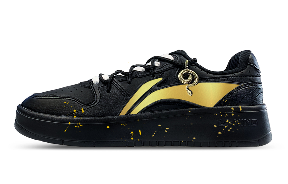

LINING Низкие износостойкие кроссовки для скейтбординга Yuanbao V2, мужские, черно-золотые