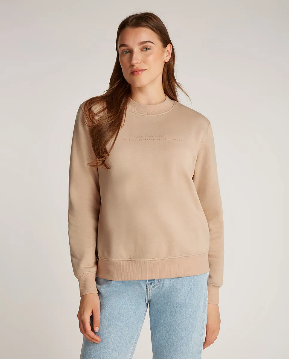 

Женская хлопковая толстовка из флиса Calvin Klein Jeans, коричневый