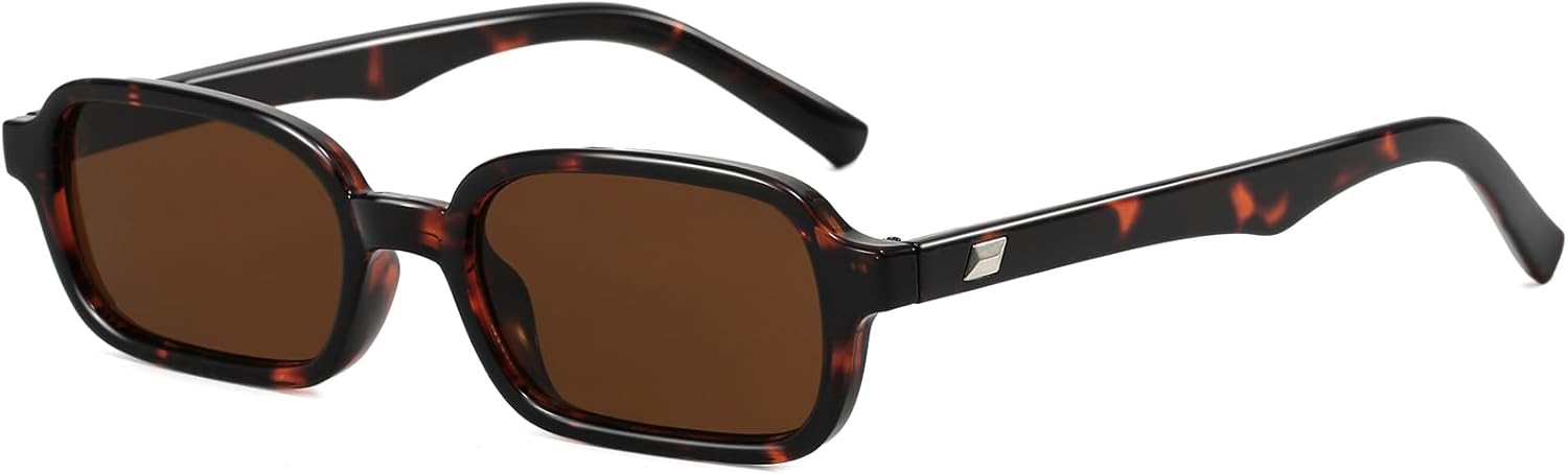 

Солнцезащитные очки в стиле ретро прямоугольной формы для женщин и мужчин. Модные солнцезащитные очки в стиле 90-х, маленькие квадратные, дизайнерские винтажные модели 2025 года Breaksun, Leopard/Brown