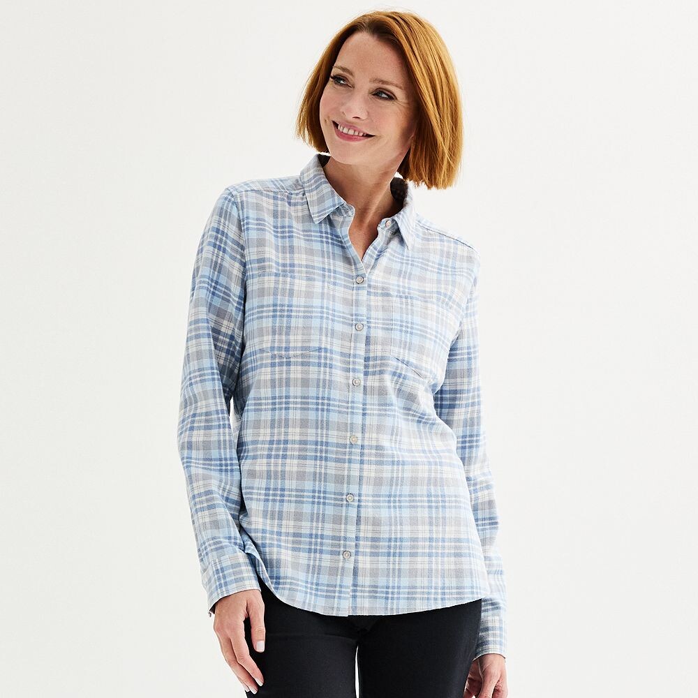 

Petite Croft & Barrow Очень мягкая фланелевая рубашка в клетку, цвет Light Blue Plaid