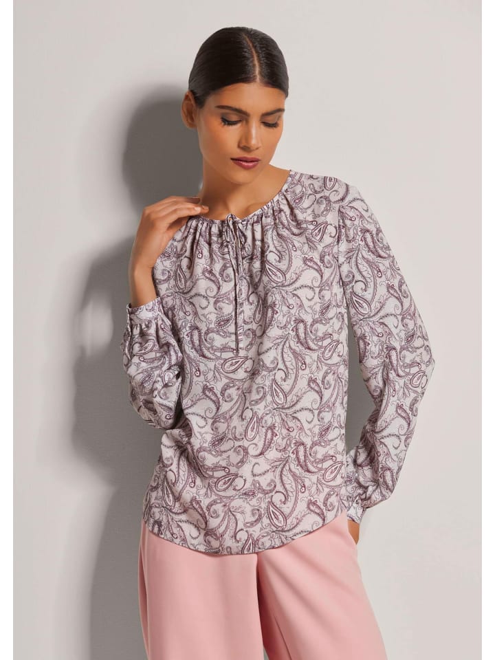 

MADELEINE Блузка с круглым вырезом и оригинальным принтом в бело-розово-рубиново-красных тонах