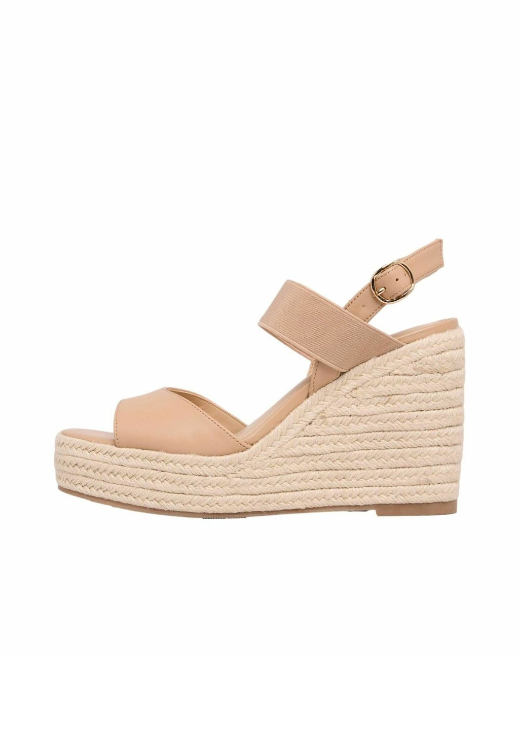 Босоножки на танкетке REGULAR FIT MID ELASTIC SQUARE TOE BUCKLE - High heeled sandals Lipsy, бежевый