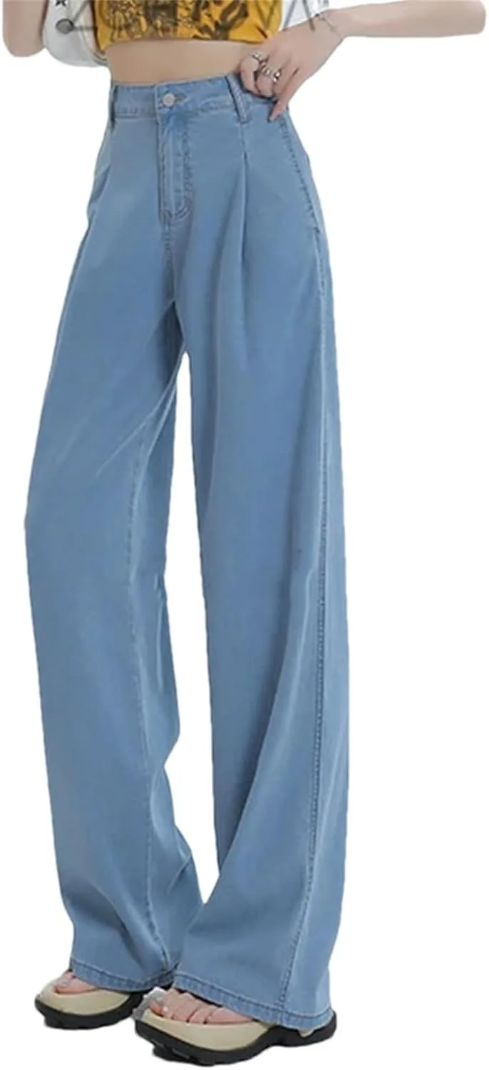 

Женские джинсы Wide Leg из тонкого лиоцелла Ice Silk, офисные, с высокой посадкой