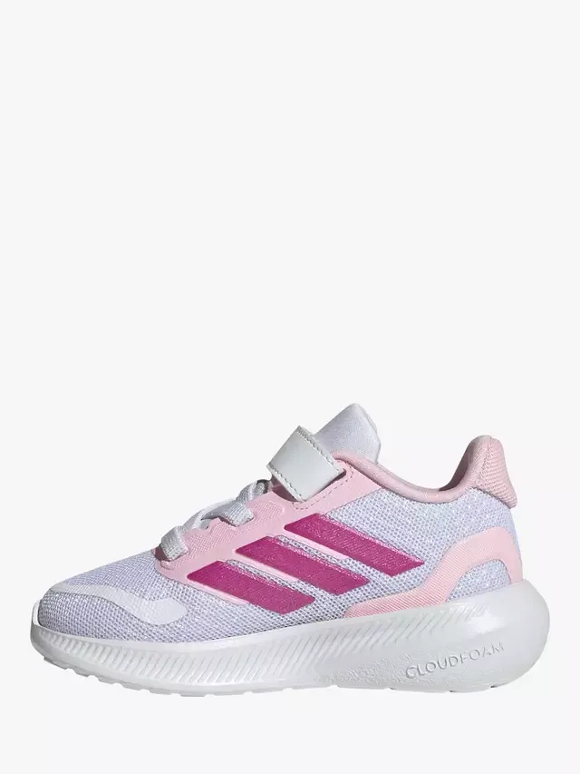 Детские кроссовки Runfalcon с верхним ремешком, бело-розовые adidas — фото 4