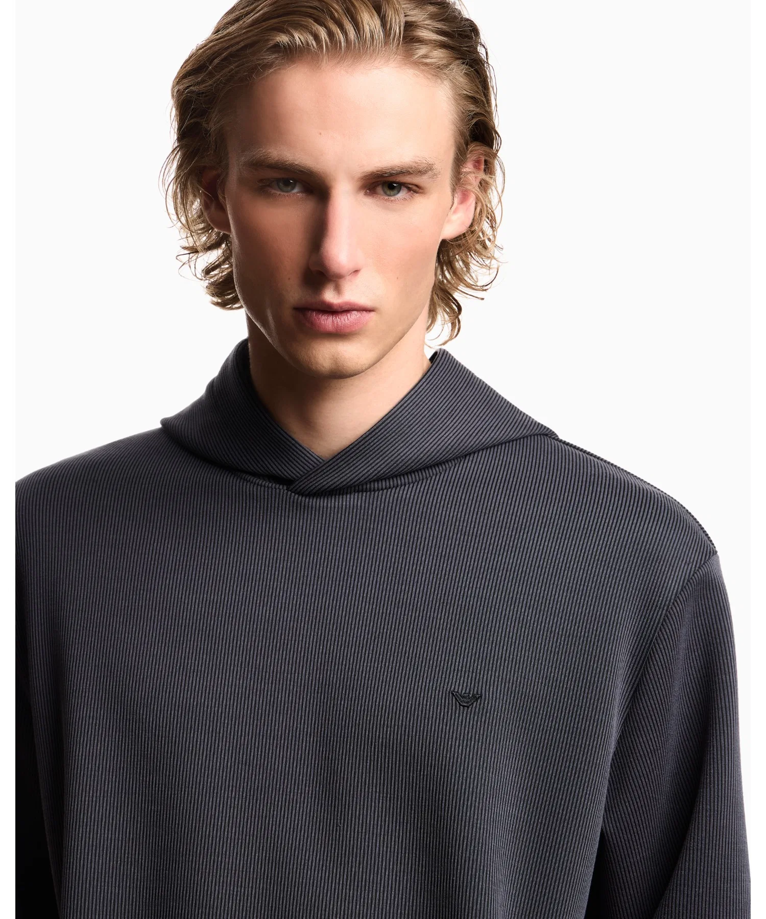 【Emporio Armani】 Толстовка с капюшоном и отделкой из репсовой ленты в стиле «пластинчатый принт» — фото 3
