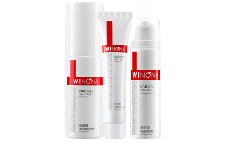 

Набор для ухода за кожей против акне успокаивающий стабилизирующий увлажняющий очищающее средство 15g+тоник 30ml+крем 15g Winona
