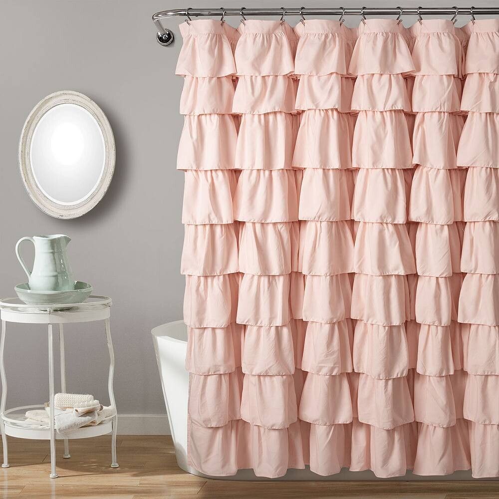 

Тканевая занавеска для душа с пышным декором и оборками Lush Decor, цвет Blush