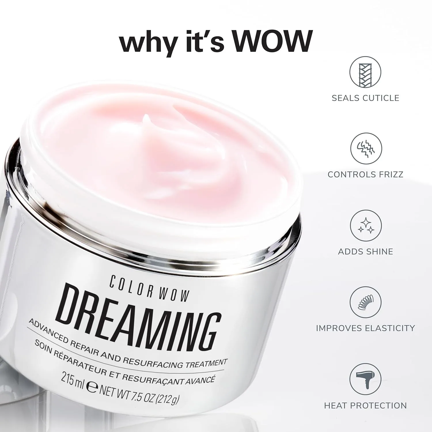 COLOR WOW Dreaming Advanced Repair and Resurfacing Treatment | Маска для волос против пушистости и повреждений, придающая волосам безупречный вид 222 мл (1 шт.) — фото 4