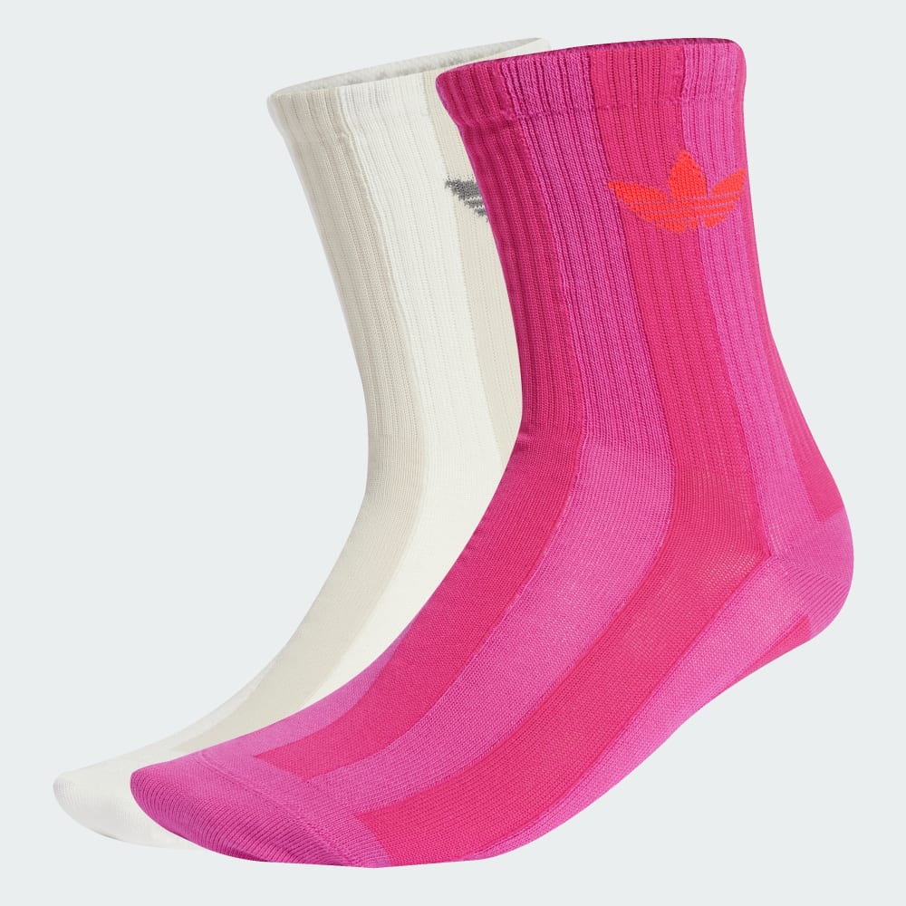 

Носки Adidas Striped Crew Socks 2 Pairs, цвет Off White/Beige/Semi Lucid Fuchsia