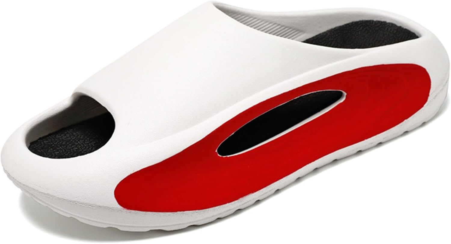 

LNERIP Унисекс Шлепацы, супер мягкие, противоскользящие, с подушечками, для женщин и мужчин, с толстой подошвой, летние шлепанцы на платформе, повседневные пляжные сандалии, белый/черный/красный