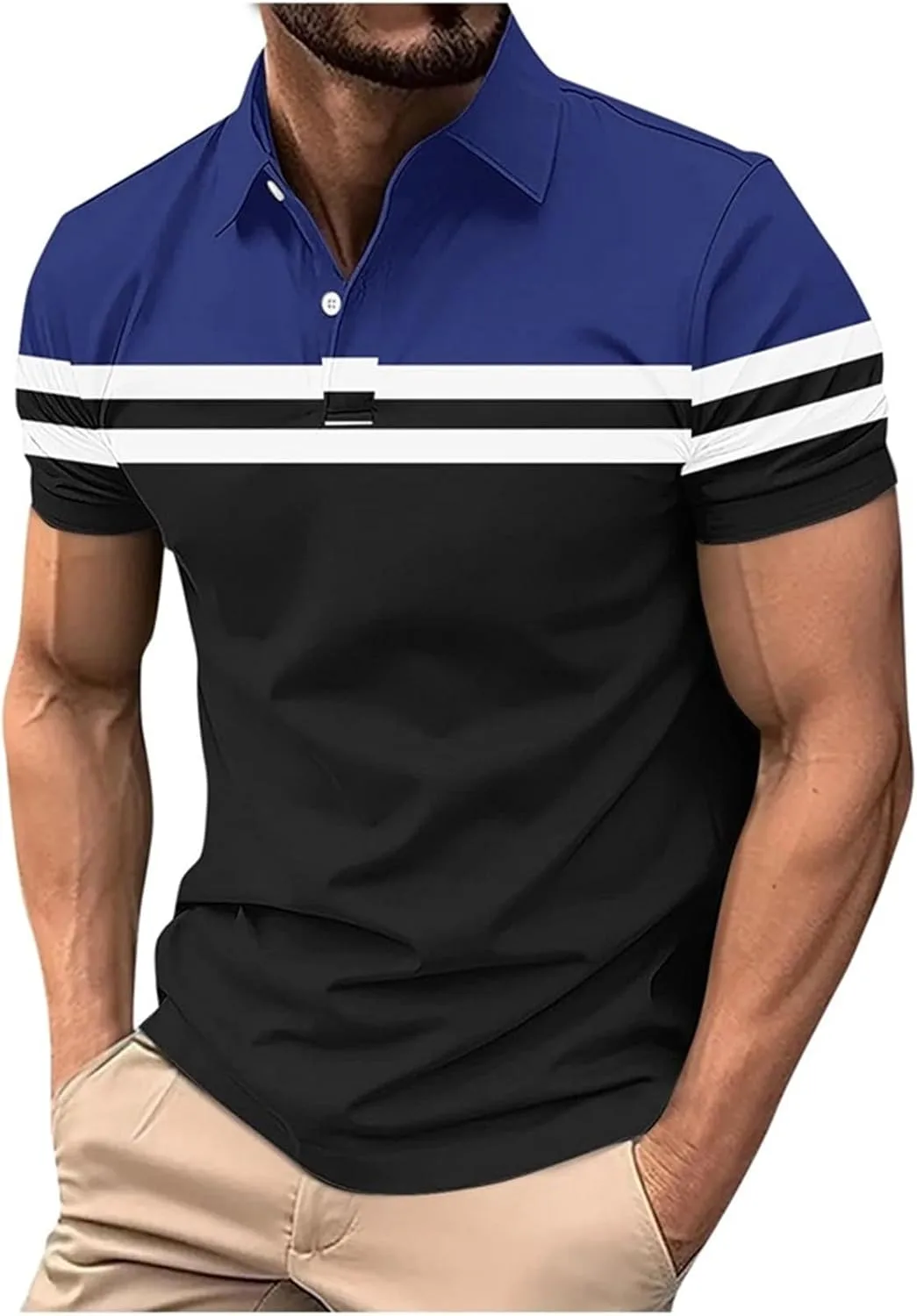 

Мужская классическая поло с коротким рукавом, Slim Fit, в полоску Lmdudan