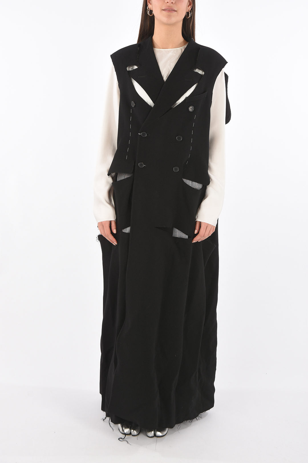 

Двубортное пальто из натуральной шерсти Maison Margiela MM0, черный