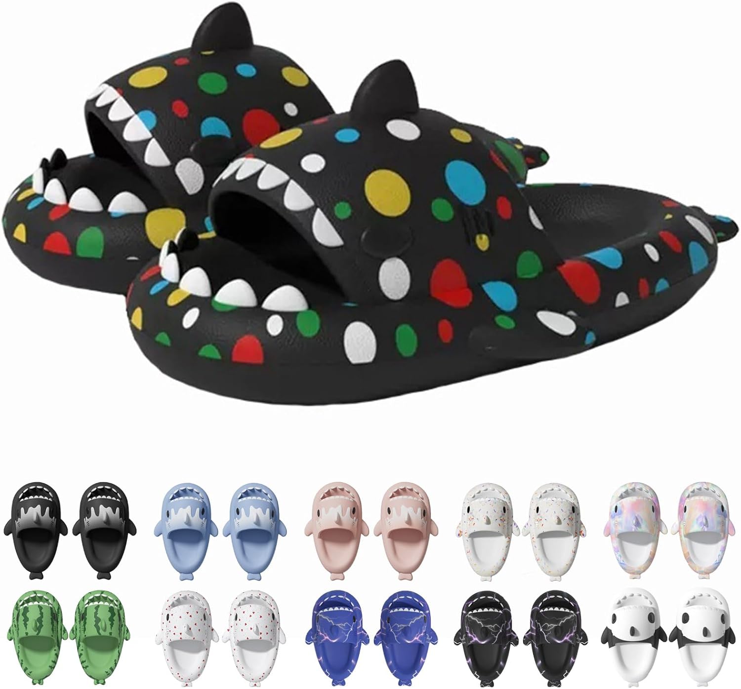 

Сланцы Jfxgjuv Ice Cream с акулой, сланцы с 3D забавными плавниками, унисекс сланцы с облаками и акулой, ЭВА сланцы с открытым носком для душа, бассейна, пляжа, Spotted Colorful 10-10.5 Women/8.5-9.5 Men
