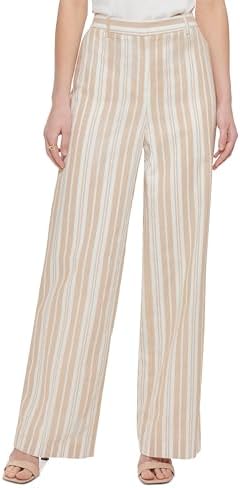 

Женские полосатые брюки Calvin Klein с широкими штанинами, Khakicream