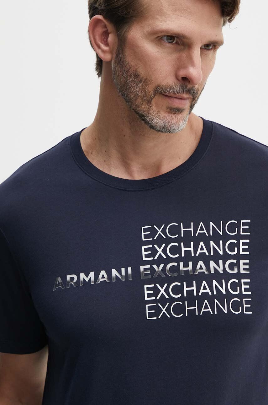 

Хлопковая футболка Armani Exchange, темно-синий