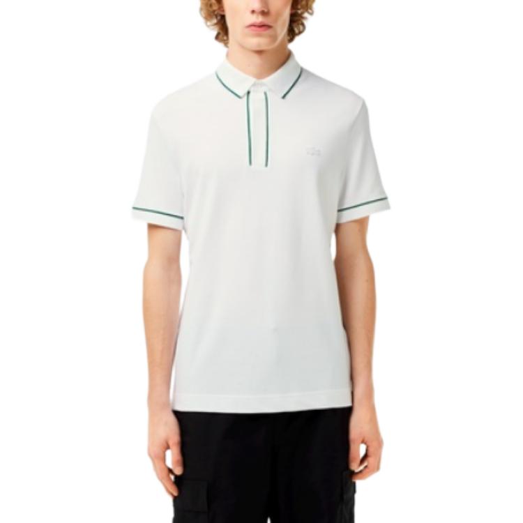 Поло с вышитым логотипом и контрастной отделкой LACOSTE, белый — фото 3