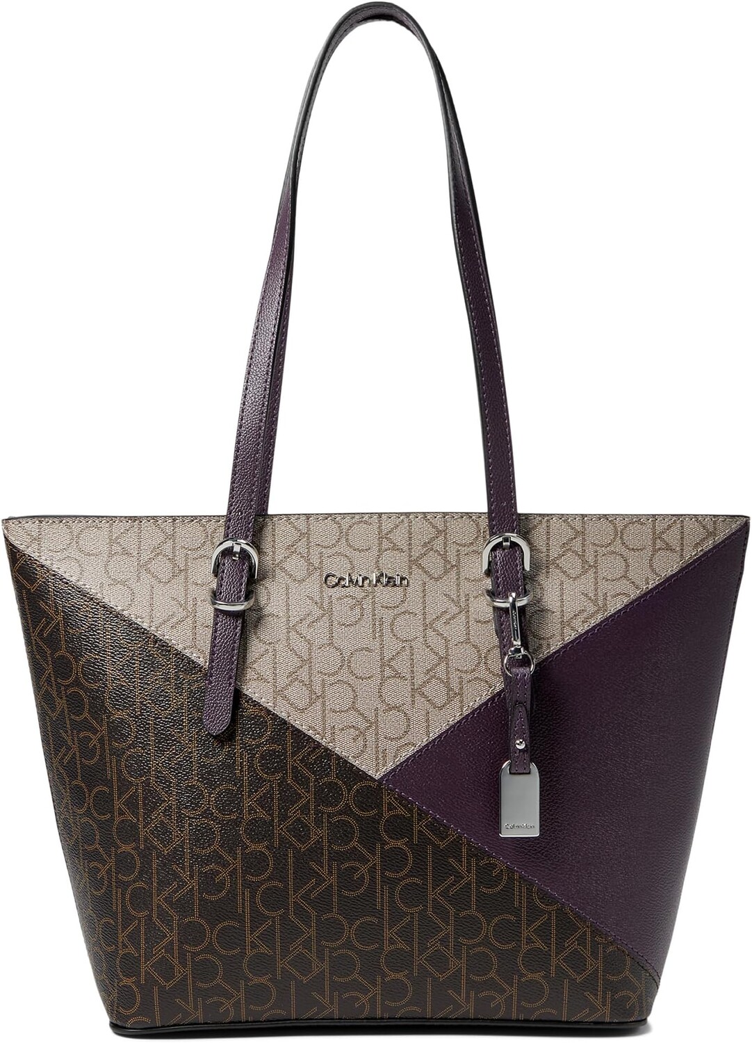 

Сумка-тоут Calvin Klein Serafina Signature Tote, цвет Plum/Almond Plum Taupe/Brown Khaki