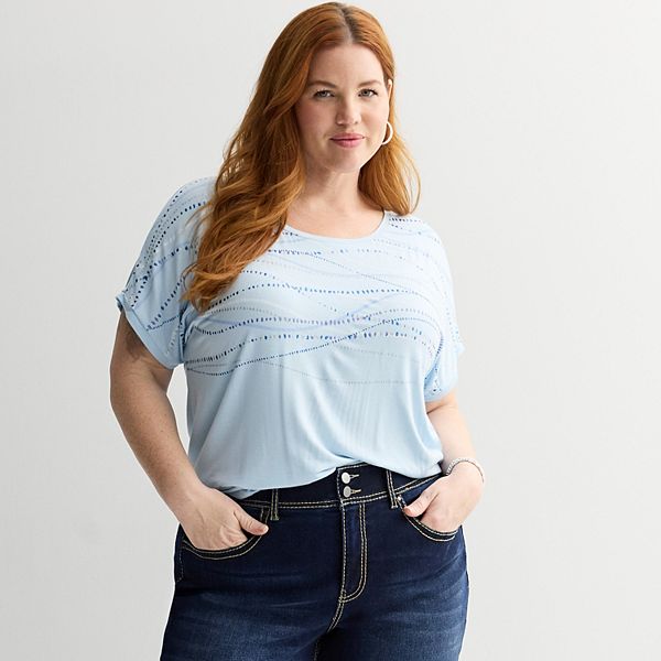 

Футболка с коротким рукавом и декором Plus size Apt. 9, Skyride