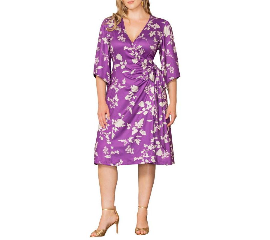 

Платье-халат Gemini больших размеров с контрастной подкладкой на рукавах Kiyonna, Purple blooms