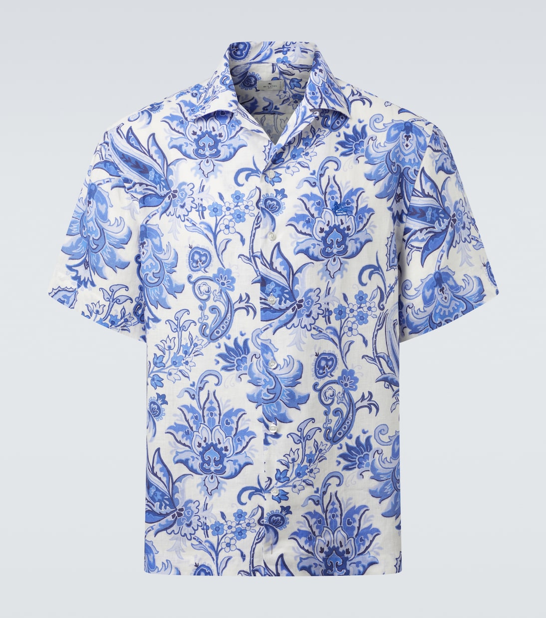 

Льняная рубашка в стиле боулинг с узором пейсли Etro, Blue Exclusive