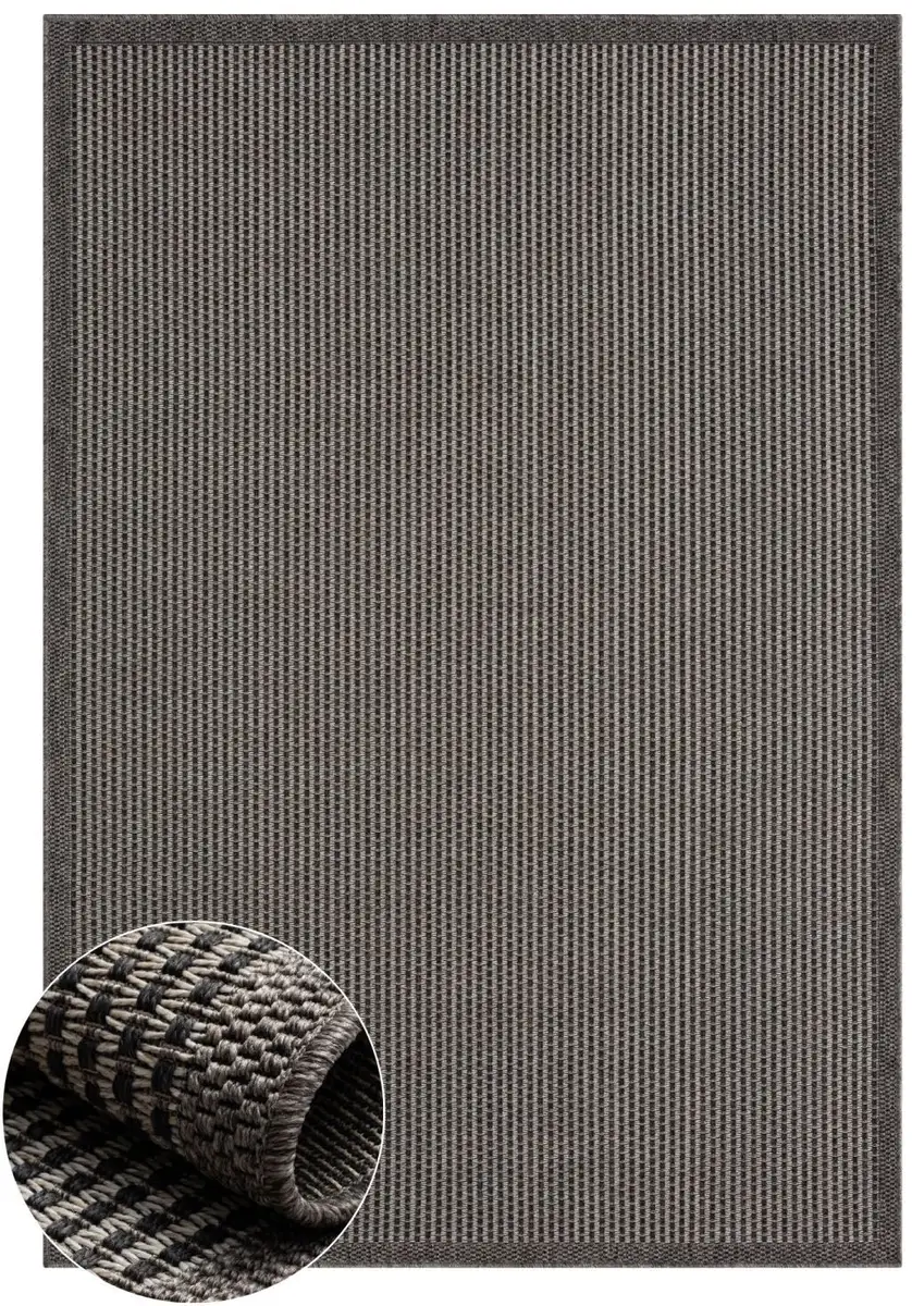 

Myflair Мебель и аксессуары Ковер "Natura", прямоугольный, однотонный, с бордюром, подходит для использования на открытом воздухе, на балконе, террасе Myflair Möbel & Accessoires 80х150 см, черный/серый