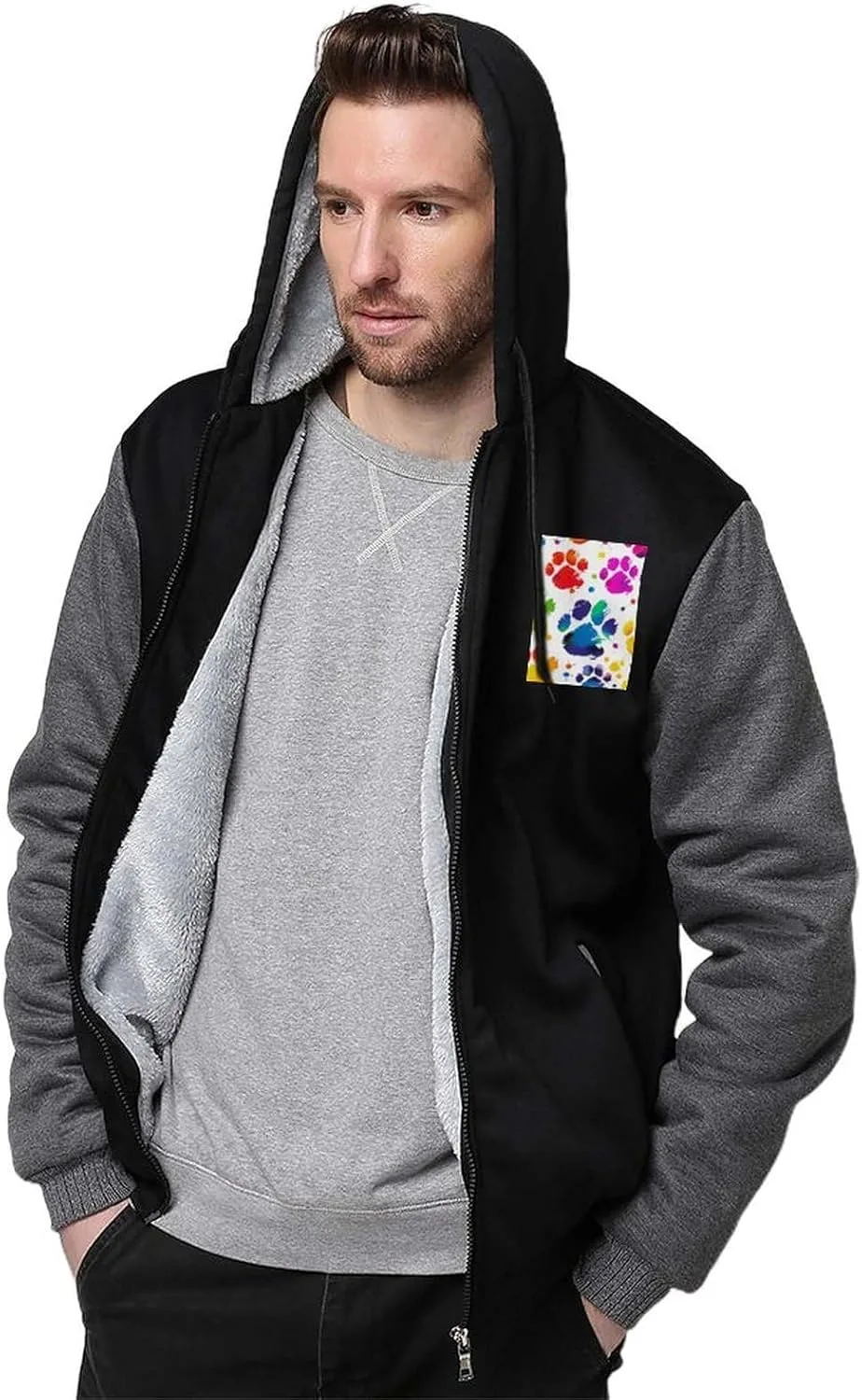 

Мужская толстовка с капюшоном на молнии Heavyweight Fleece, принт с лапками собаки HETPLSD