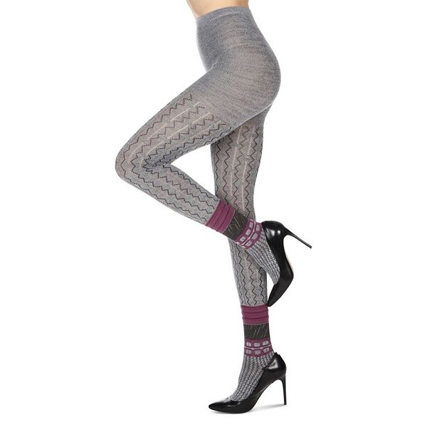 

Женские дизайнерские колготки из хлопковой смеси с мультипринтом Memoi, Gray