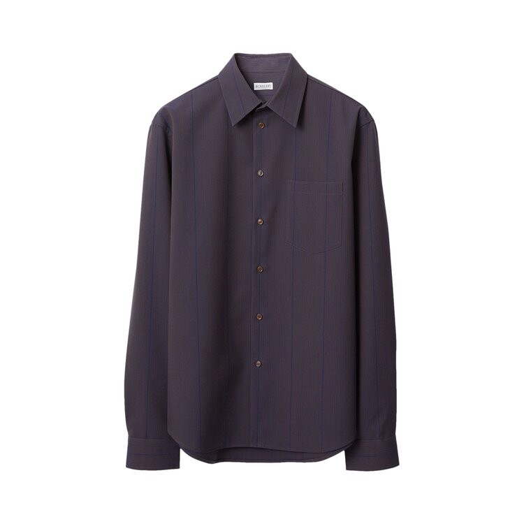 

Рубашка Burberry Striped Wool Shirt, фиолетовый