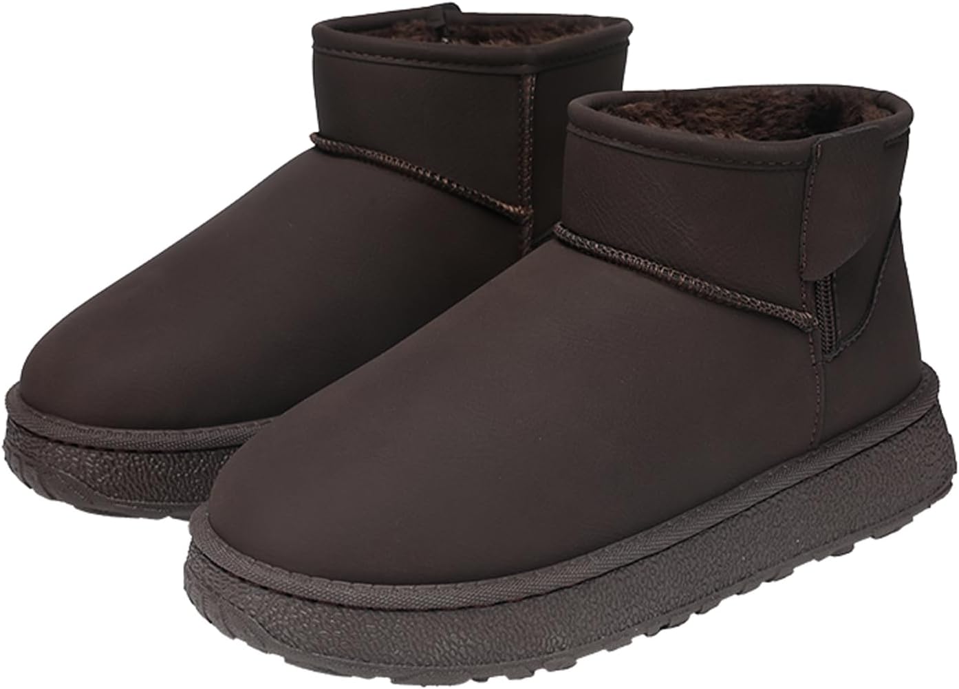 

Женские мини-сапоги FLIOZY из замши: классические зимние ботинки на платформе, унисекс, с комфортной утепленной пушистой меховой подкладкой для улицы, Coffee