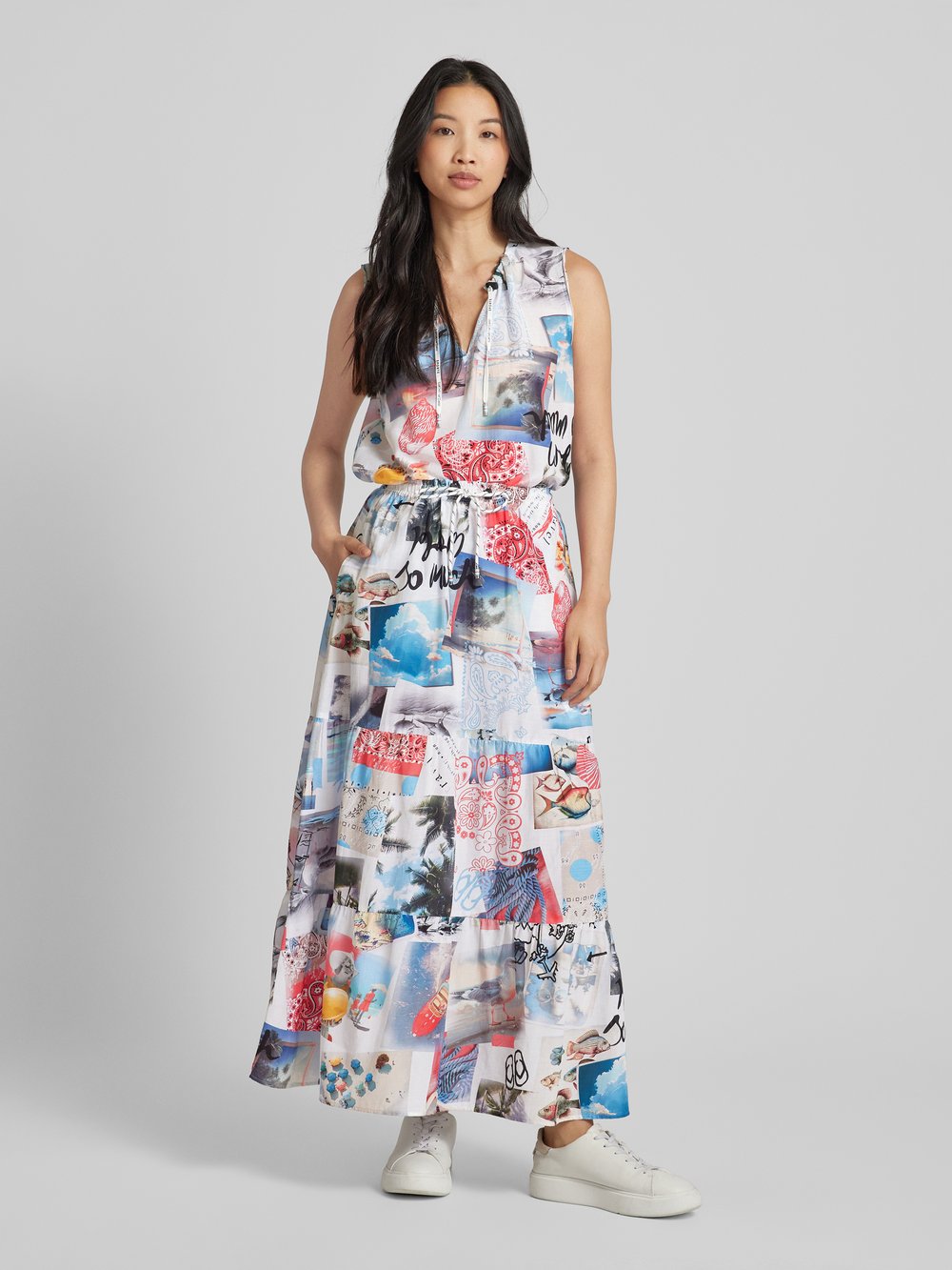 

Юбка макси в цельном крое из смеси хлопка и вискозы Marc Cain, коралл