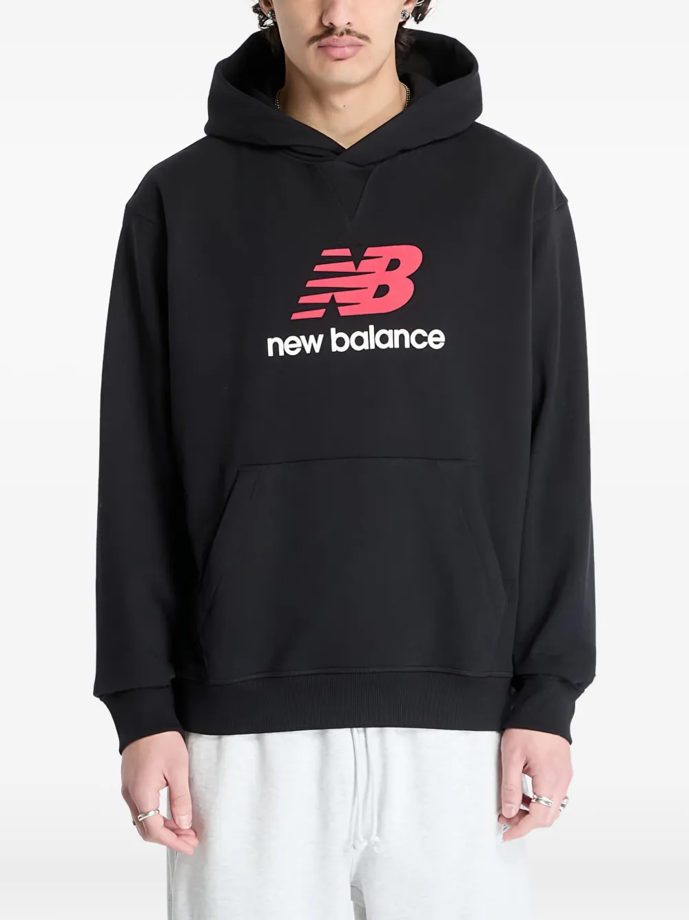 

Махровое худи с логотипом NEW BALANCE, черный