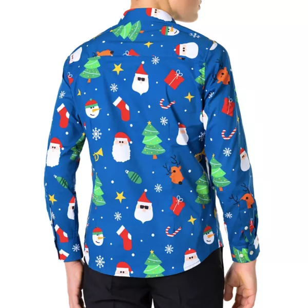 Мальчиковая рождественская рубашка с длинным рукавом 10-16 лет Opposuits, синий — фото 2