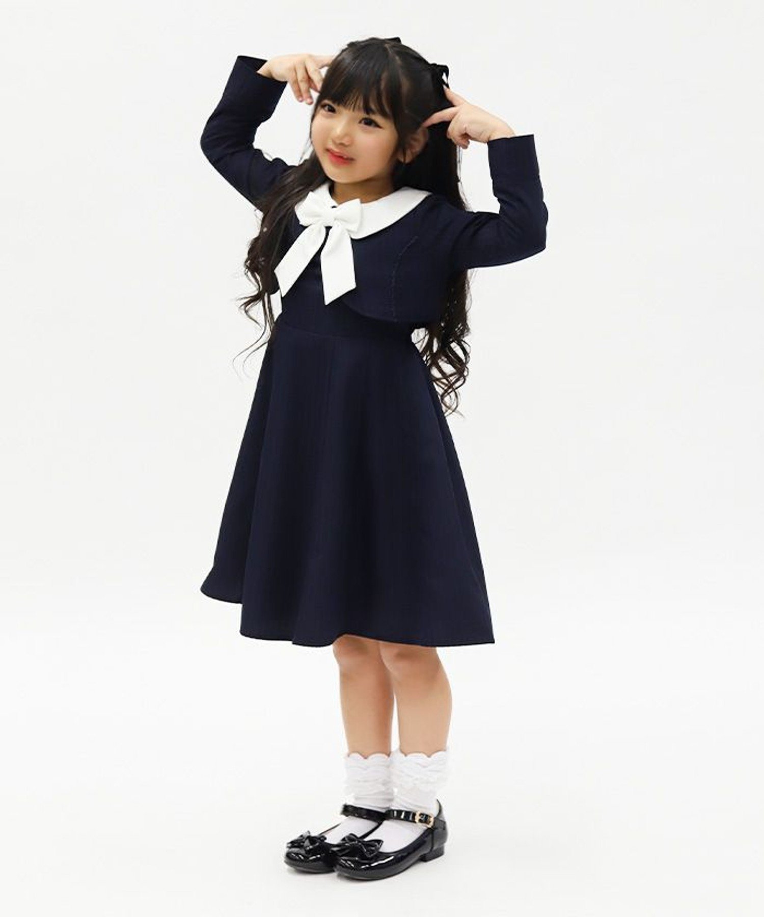 Платье с круглым воротником и лентами Axes femme kids, Navy blue — фото 4