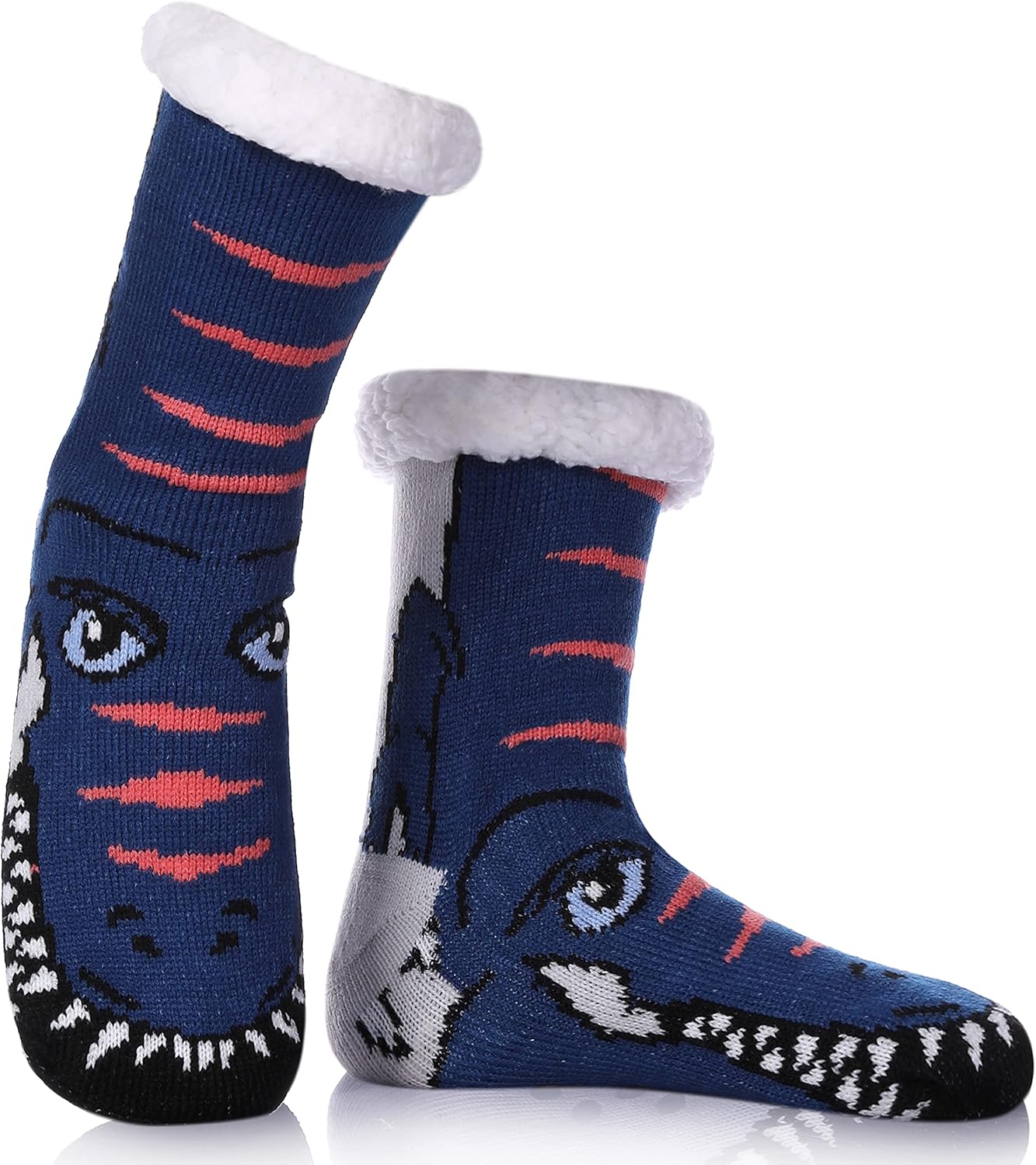 

Мужские домашние носки-тапочки DYW с животным принтом, пушистые, противоскользящие, теплые зимние, мягкие, толстые с флисовой подкладкой, темно-синий