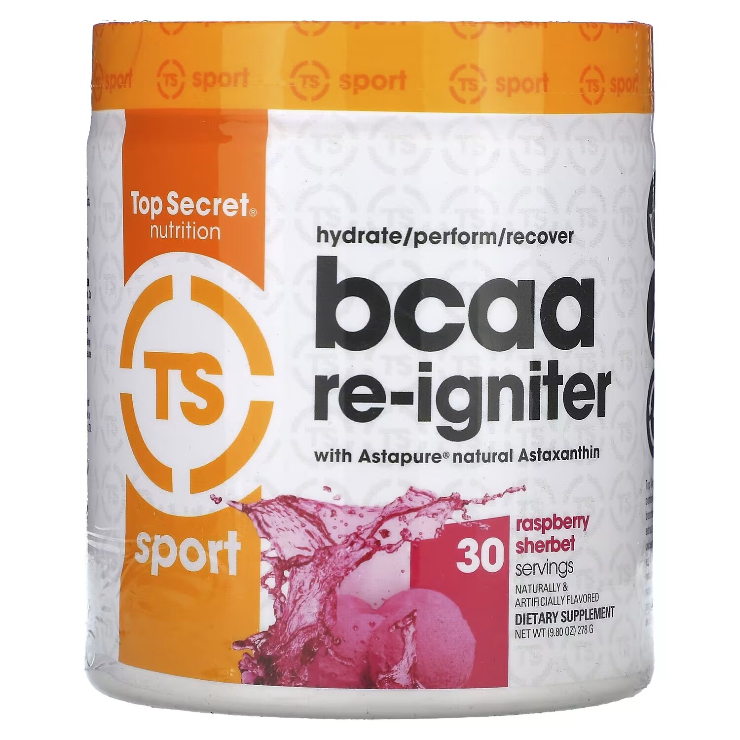 

Добавка Astapure Nautral Top Secret Nutrition Sport BCAA Re-Igniter с астаксантином и малиновым шербетом, 278 г