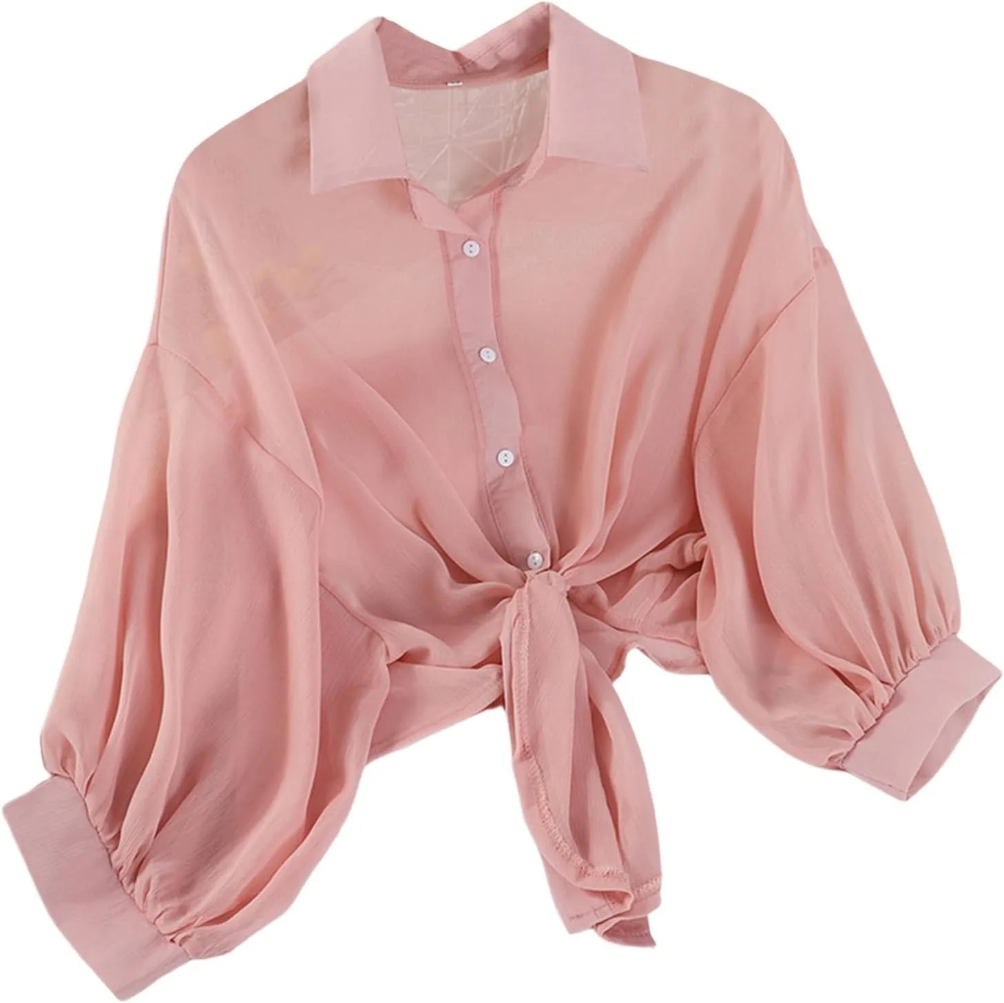 Легкая летняя рубашка свободного кроя, повседневная накидка с длинными рукавами и открытым передом, кардиган, блузка для пляжа Generic, розовый