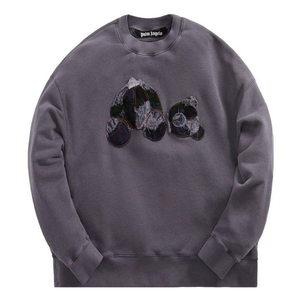 

Толстовка patchwork ripped bear crew 'indigo' Palm Angels, серый