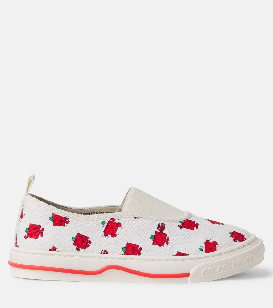 Слипоны с принтом Gucci Kids, белый — фото 4