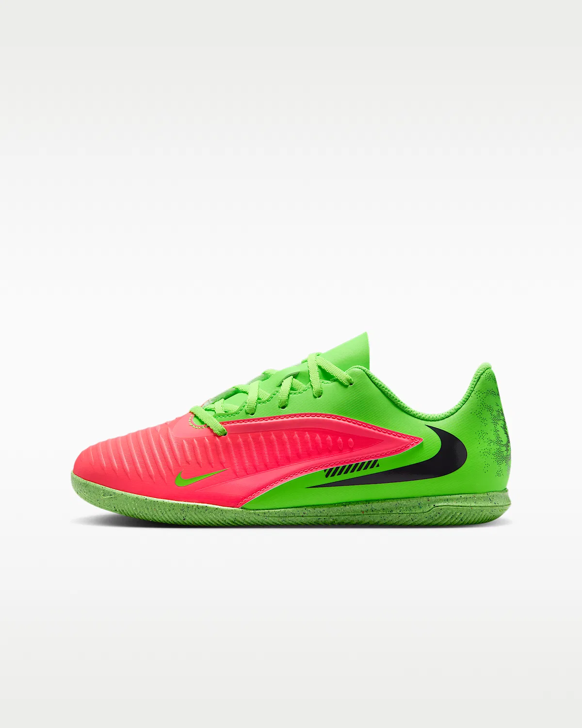 Детские кроссовки для зала Nike Jr. Phantom 6 Low Club "Erling Haaland", Hot Punch/Green Strike/Black