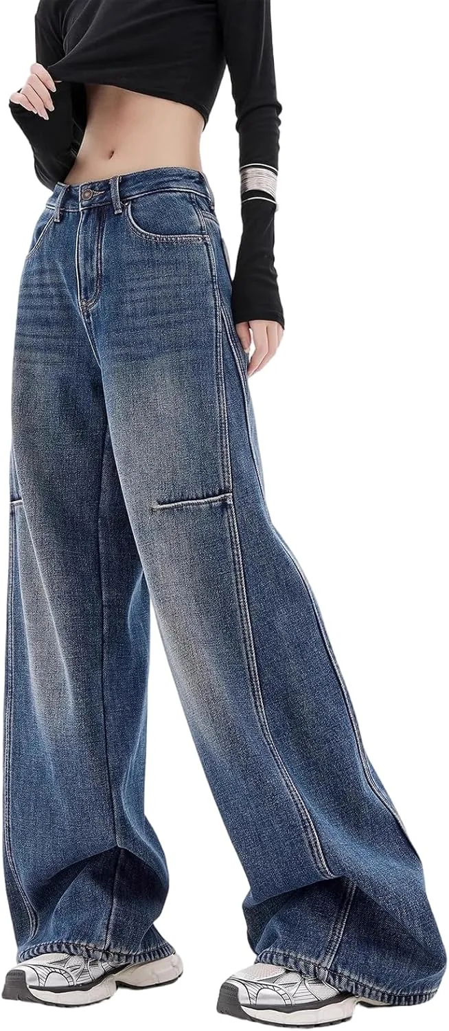 

Женские джинсы baggy широкие boyfriend стиль - vintage Y2K casual свободные FDVBXTAM