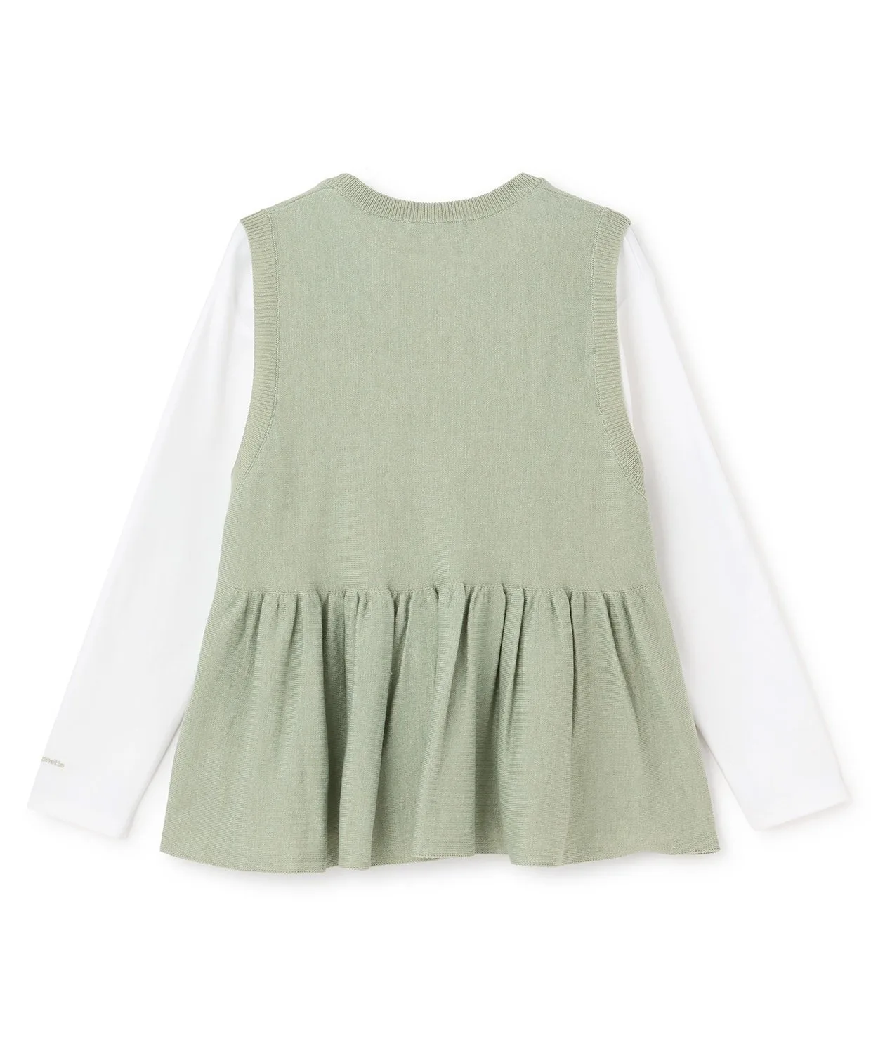 Комплект из вязаного жилета с баской и футболки Pom ponette junior, Emerald Green — фото 2