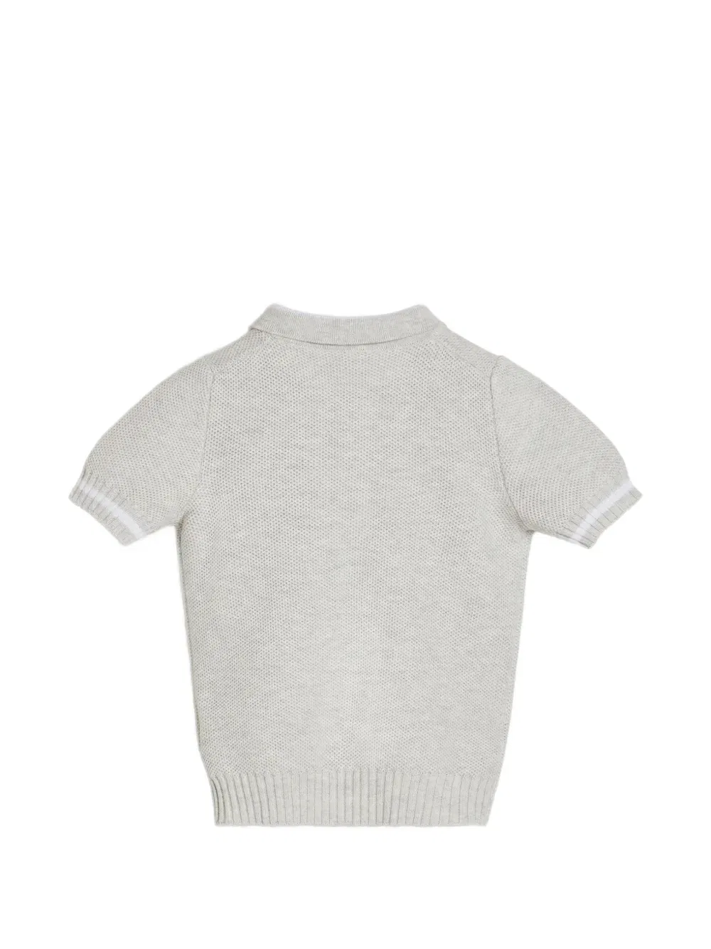 Хлопковая вязаная поло рубашка Baby Bernie с сотовым узором Brunello Cucinelli Kids, серый — фото 2