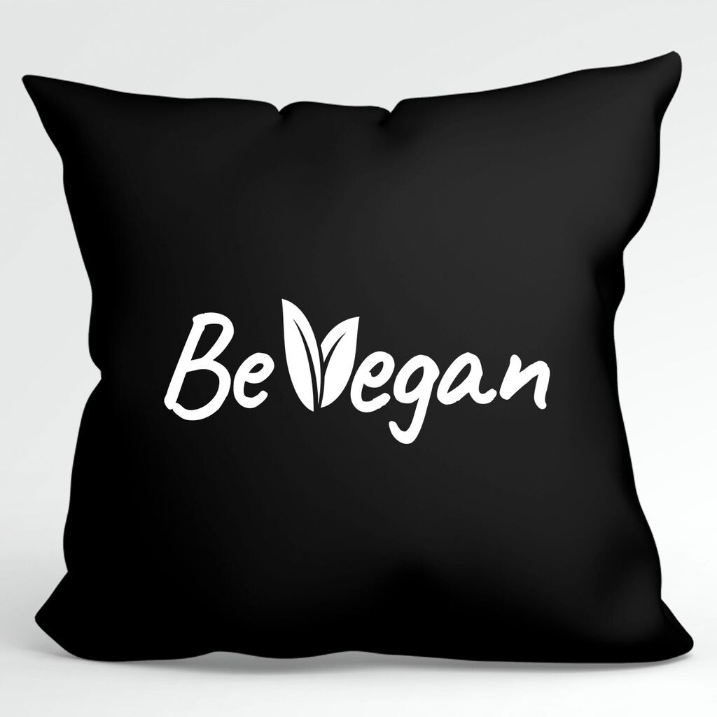 

Huuraa Pillow Be Vegan Leaves Декоративная подушка с наполнителем Размер 40x40 см Черный с мотивом для всех веганов Идея подарка для друзей и семьи Hellweg Druckerei