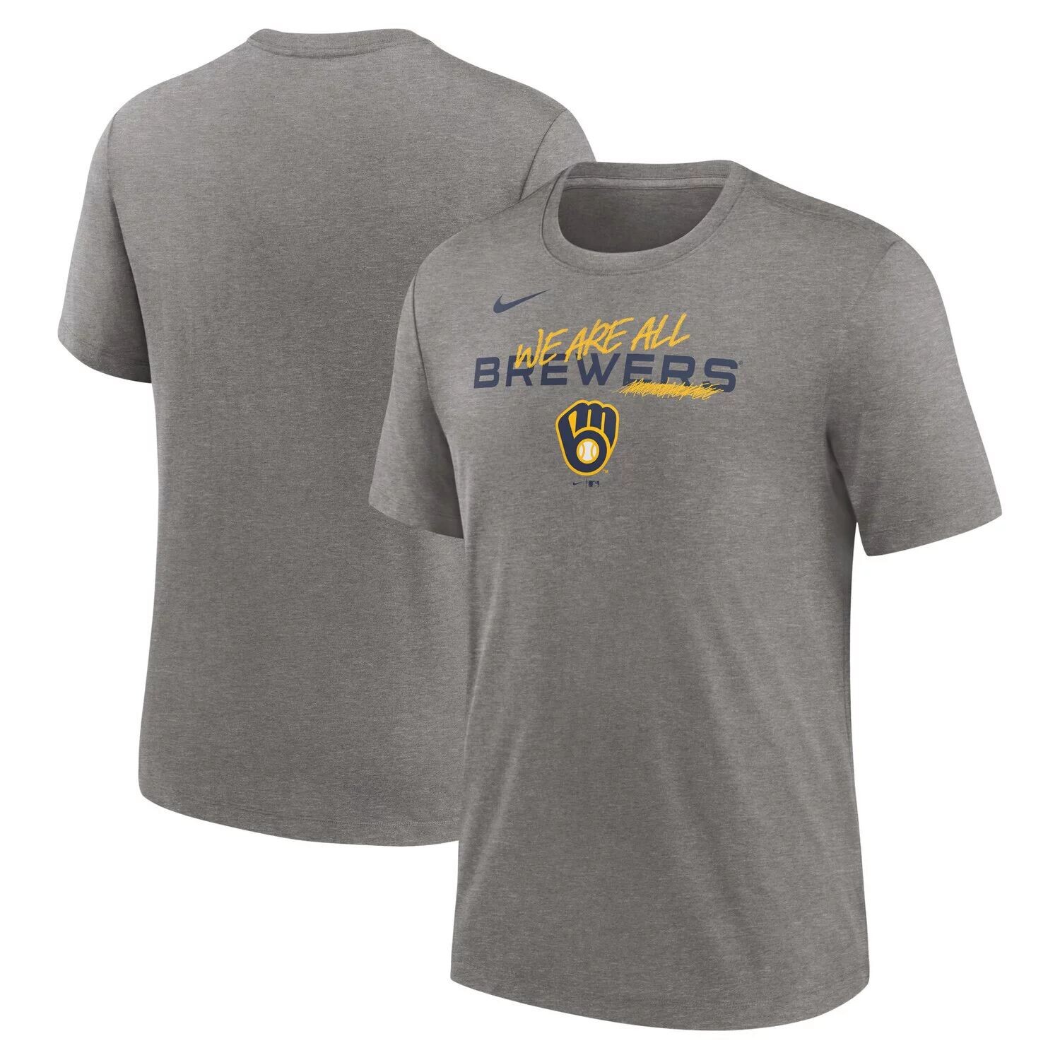 

Мужская футболка Heather Charcoal Milwaukee Brewers We Are All Tri-Blend Nike
