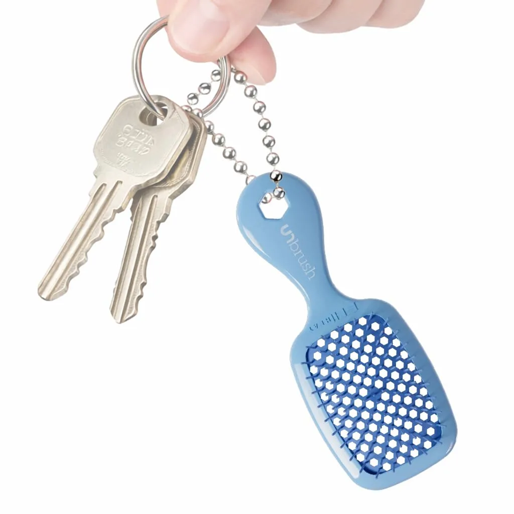 Брелок-расческа FHI Heat UNbrush Super Mini - коллекционный миниатюрный аксессуар для сумок и ключей - для любительниц красоты., Periwinkle