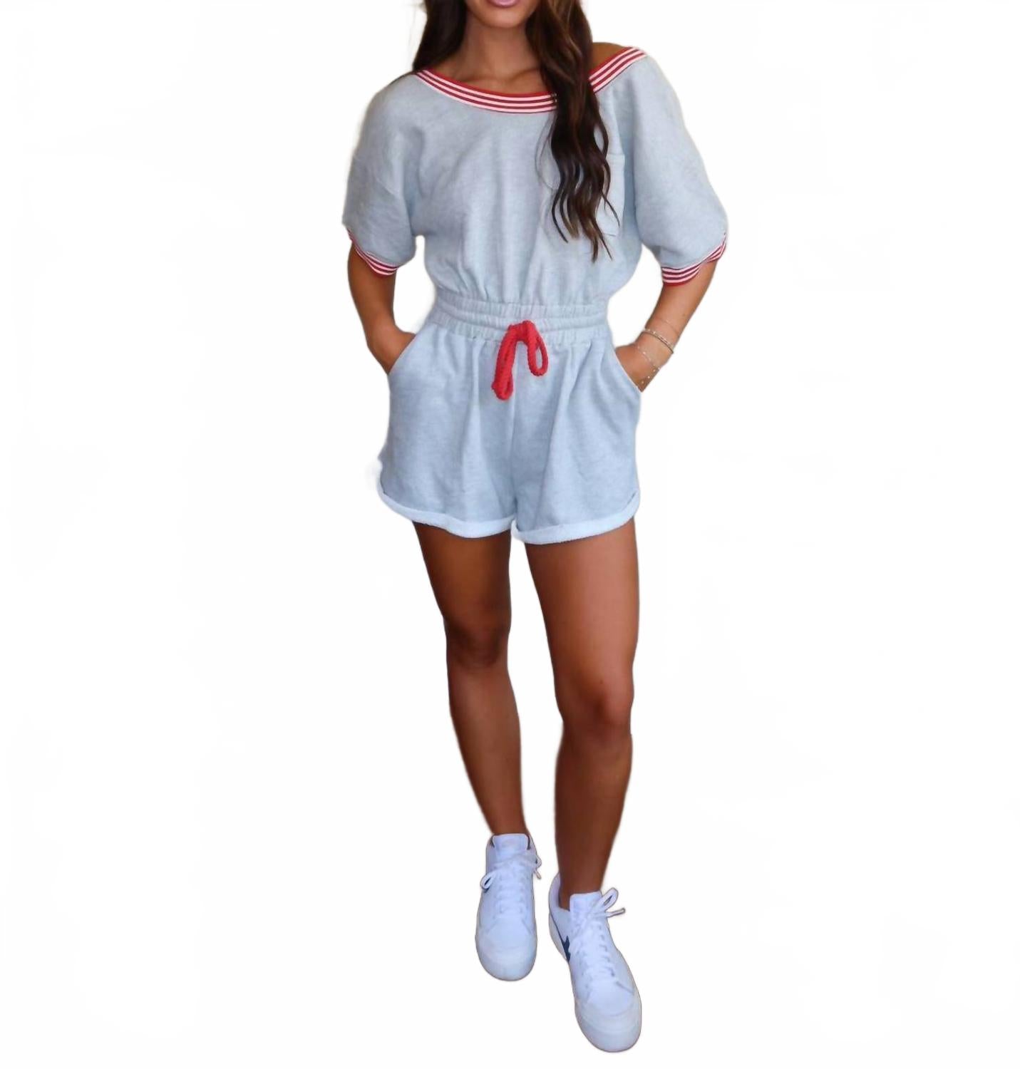 

Махровый комбинезон с отделкой в ​​рубчик, цвет белый/розовый Bucketlist, белый/розовый