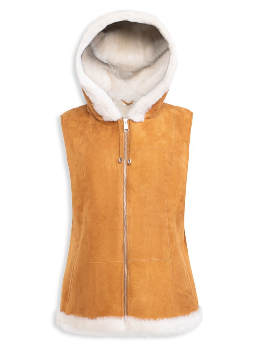 

Жилет с капюшоном из овчины Made For Generations WOLFIE FURS, желто-коричневый