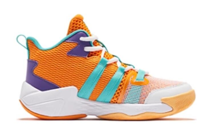 Детские баскетбольные кроссовки GS Mid-top оранжевые/зеленые Qiaodan — фото 4