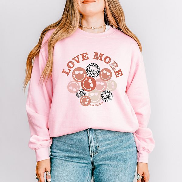

SWSmiley love more smiley faces - женский графический свитшот Simply Sage Market, Light Pink